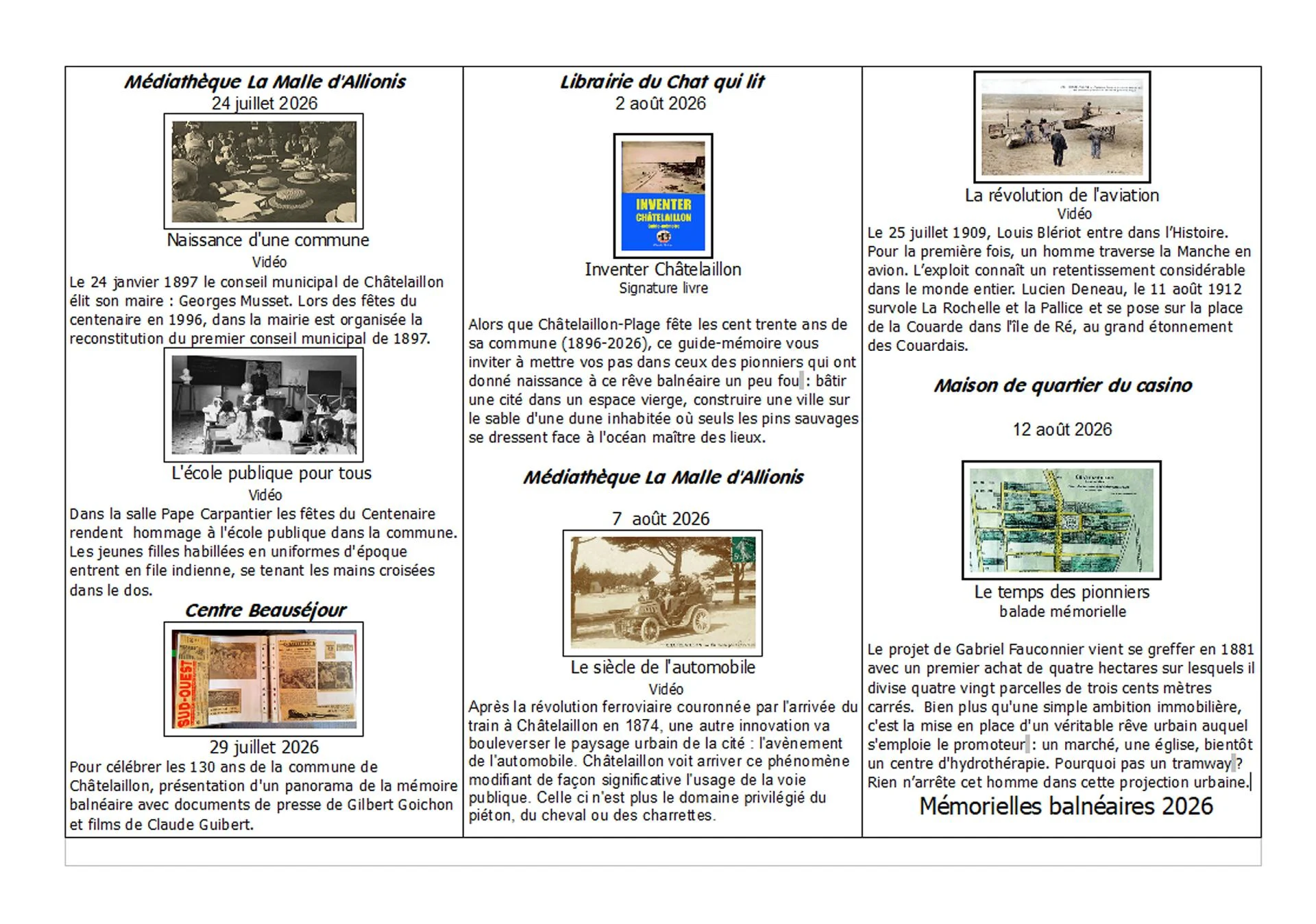 Calendrier Mémorielles 2026